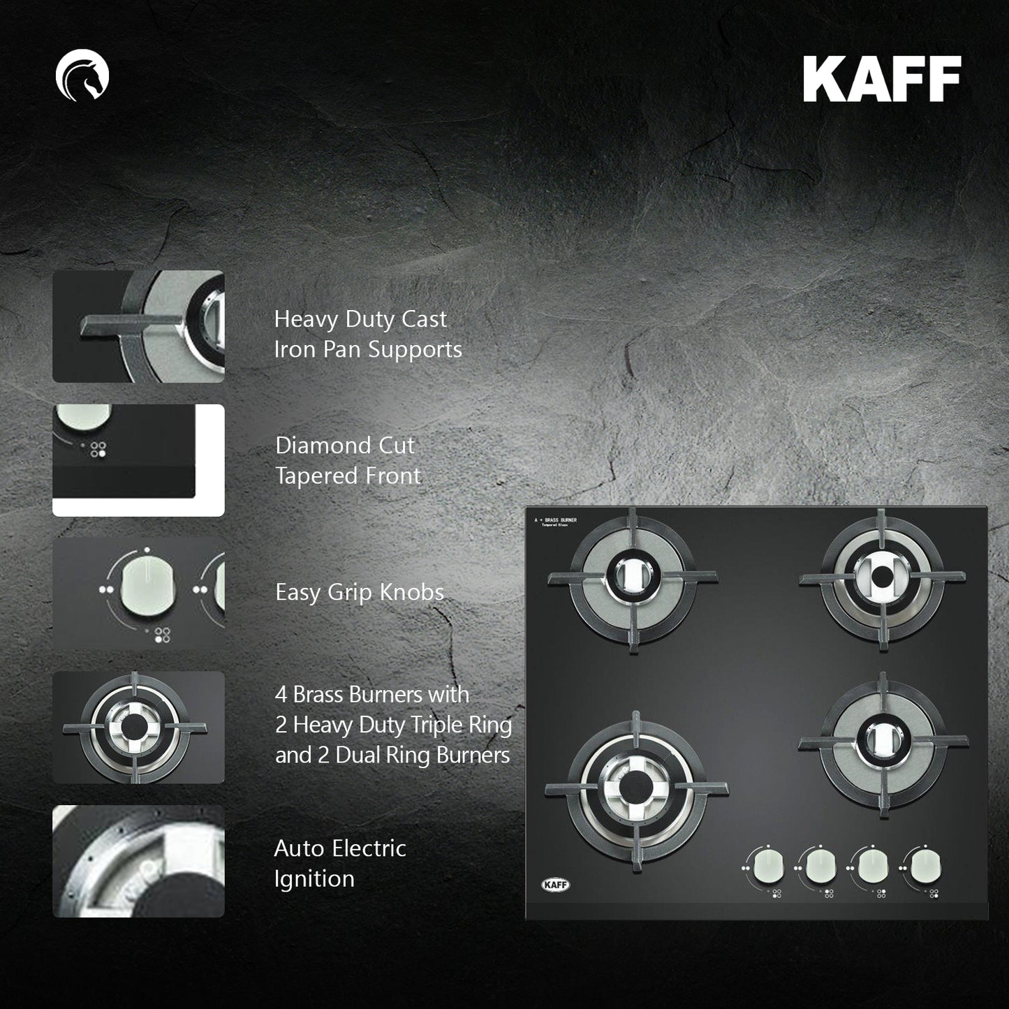 Kaff 60 cm 4 Burner Hob Premier Range KHB 60 BR 4X