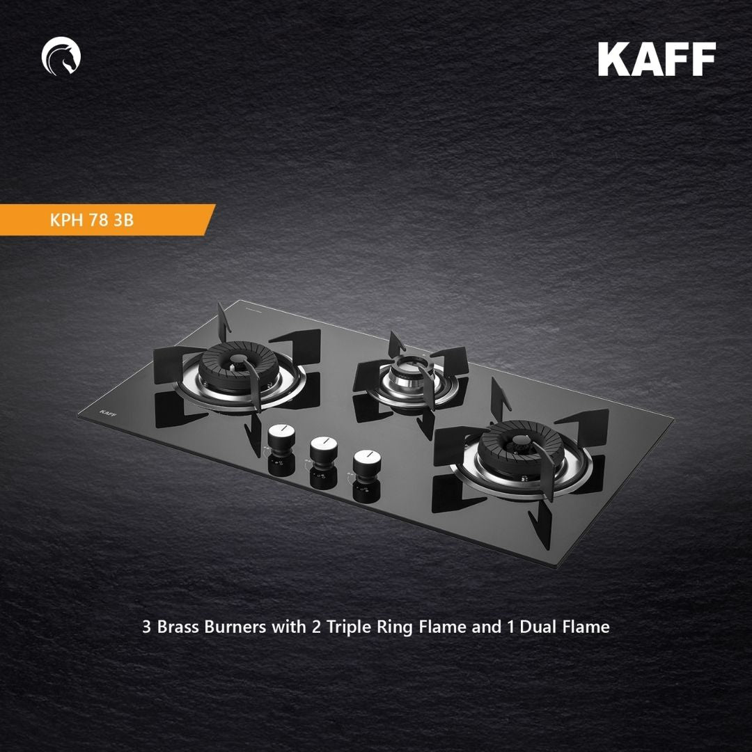 Kaff 78 cm 3 Burner Hob Premier Range KPH 783 B on Decure.in