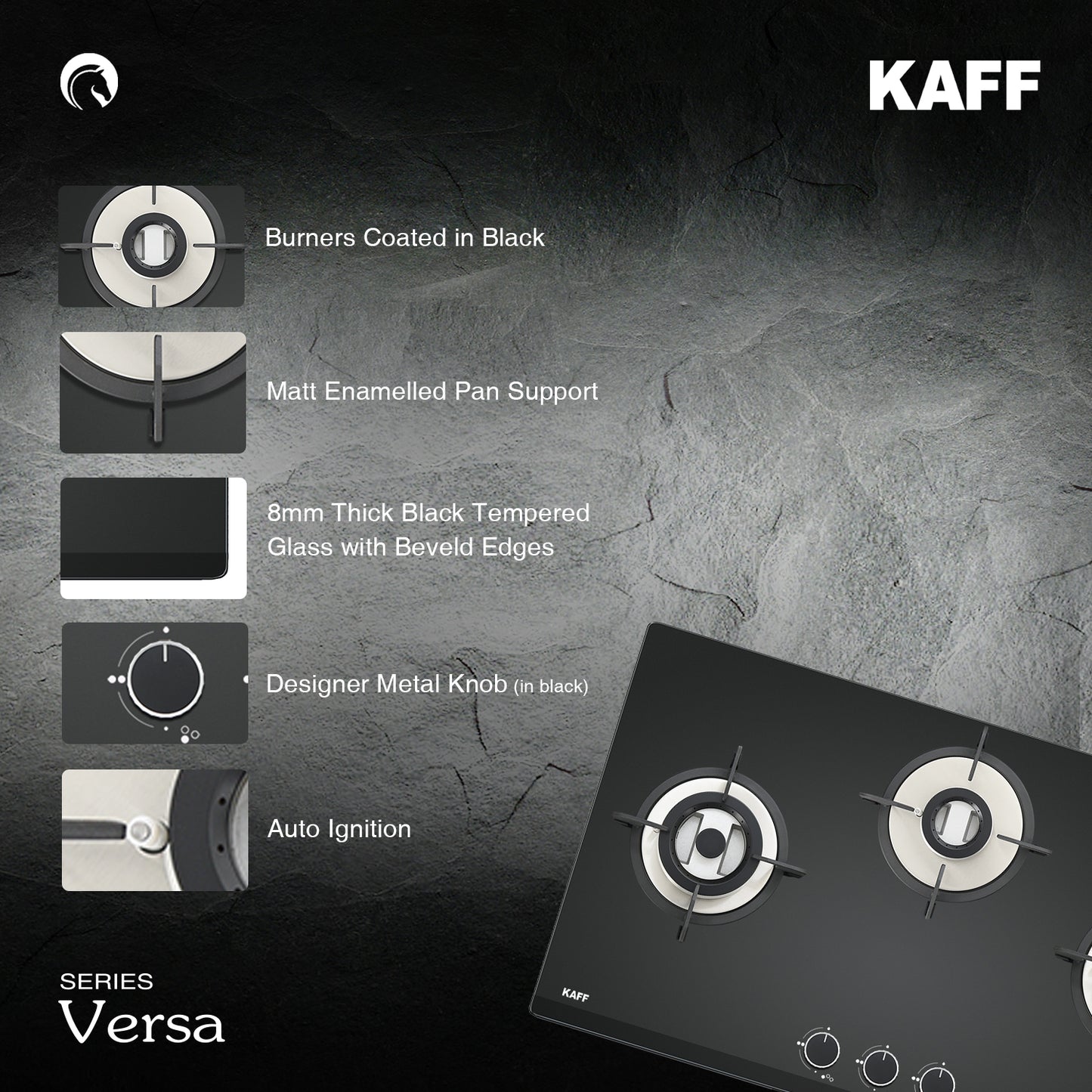 Kaff 78 cm 3 Burner Hob Versa VRH 783X