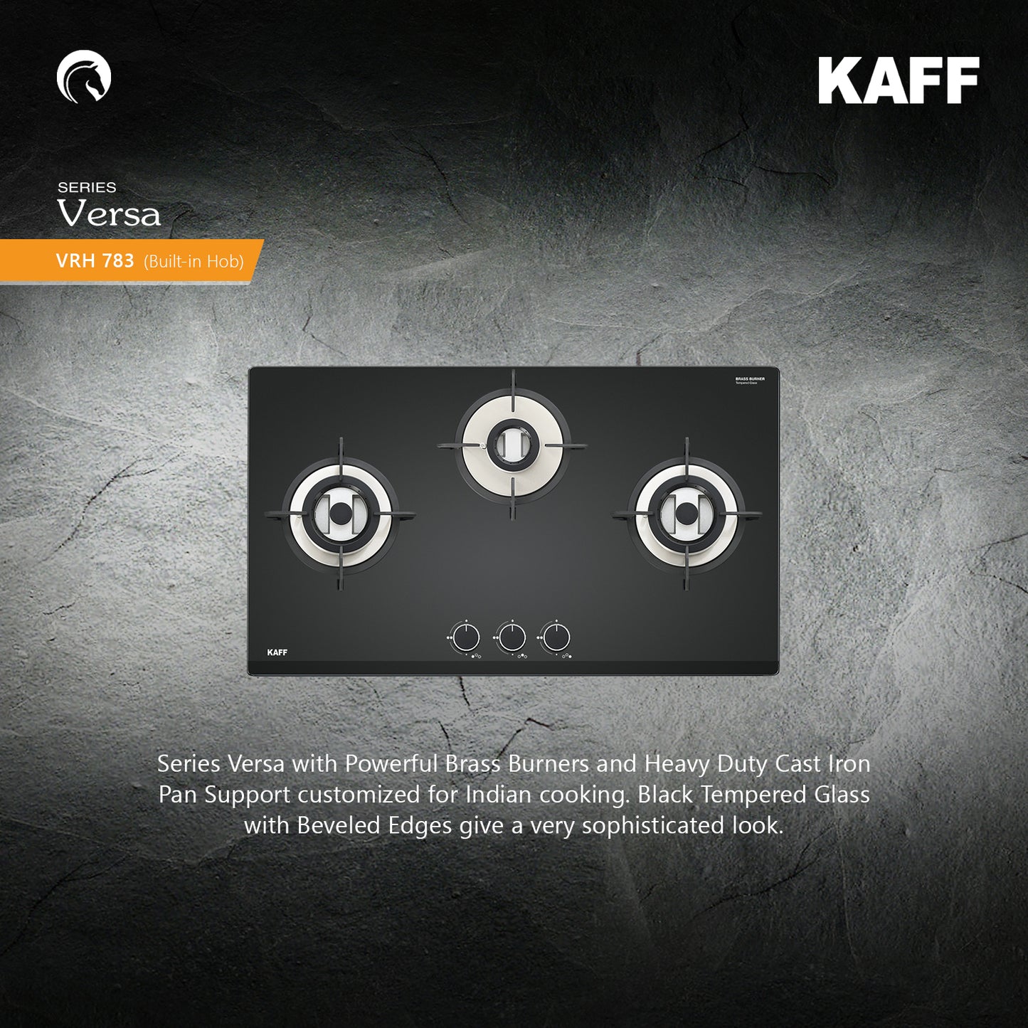 Kaff 78 cm 3 Burner Hob Versa VRH 783X