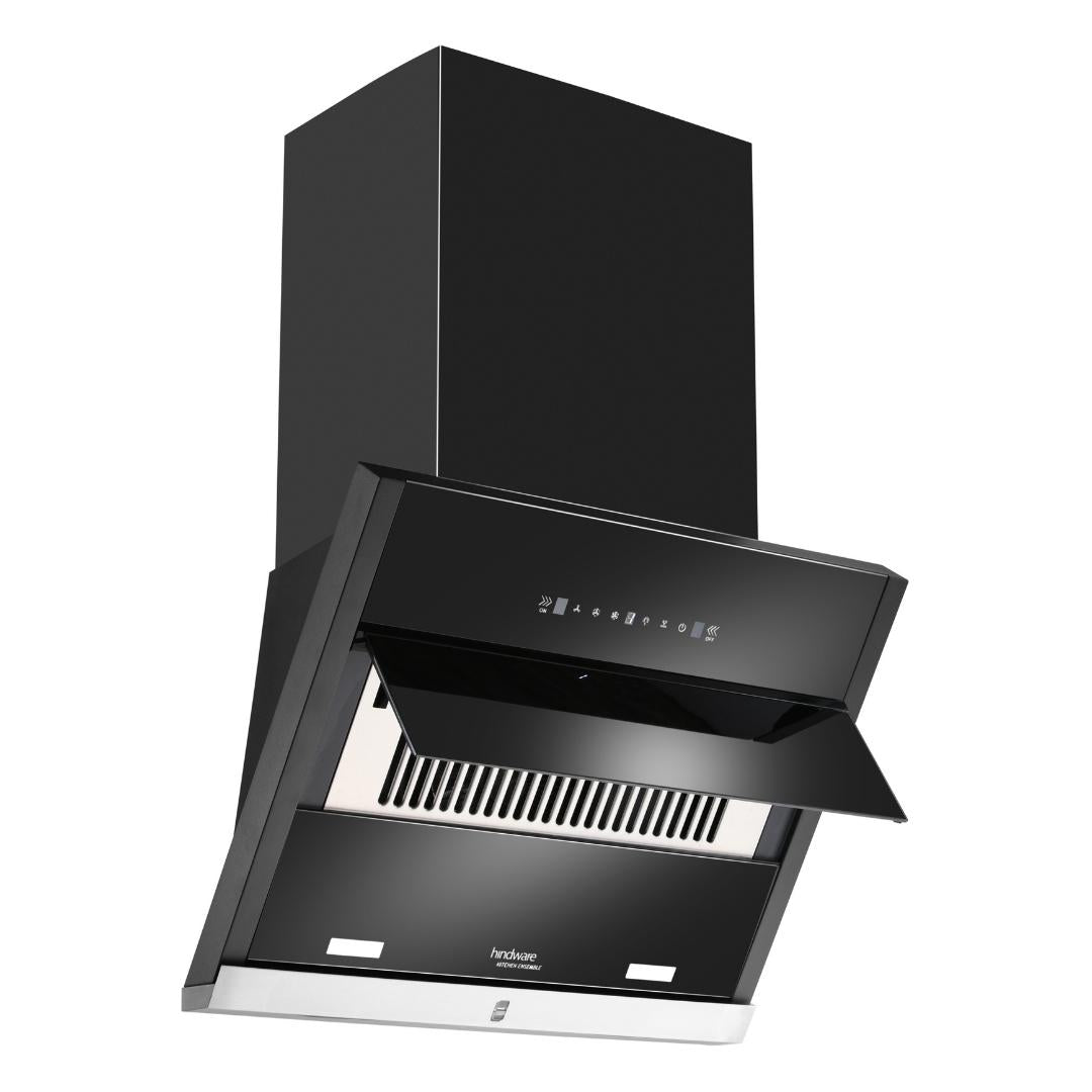 Hindware 60 cm Wall Mounted Chimney Auto Clean Hoods Series MAPLE 60 BLK