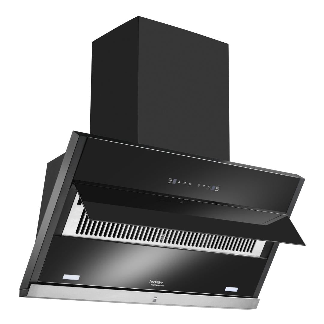 Hindware 90 cm Wall Mounted Chimney Auto Clean Hoods Series MAPLE 90 BLK