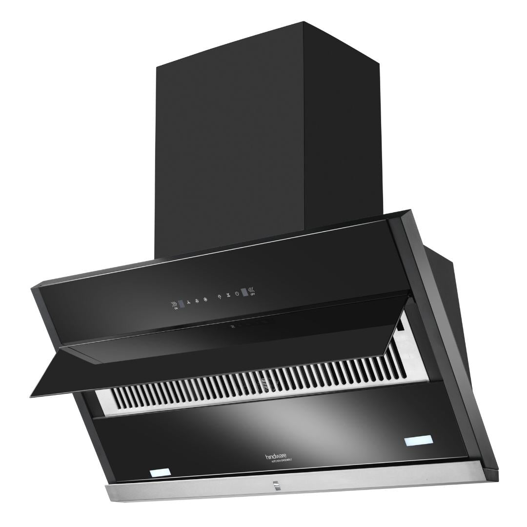 Hindware 90 cm Wall Mounted Chimney Auto Clean Hoods Series MAPLE 90 BLK