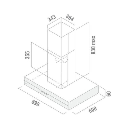 Elica 90 cm Island Chimney EDS Deep Silence Series METEORITE ISLAND EDS PLUS HE LTW 90 T4V LED