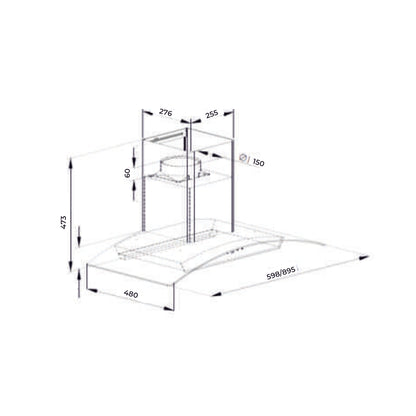 Carysil 60 cm Wall Mounted Chimney Wall Mounted Series Milan 60