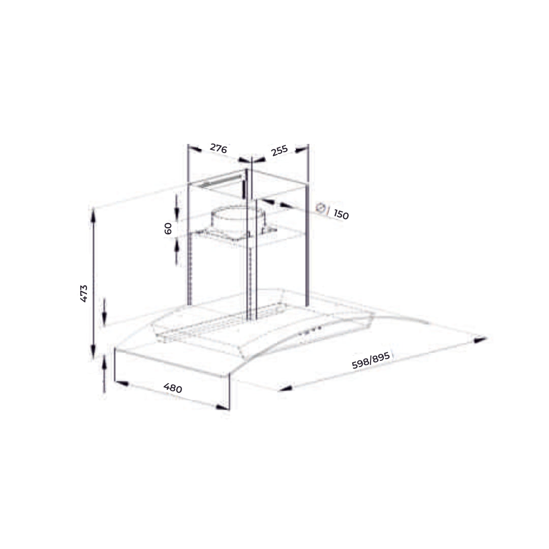 Carysil 90 cm Wall Mounted Chimney Wall Mounted Series Milan 90