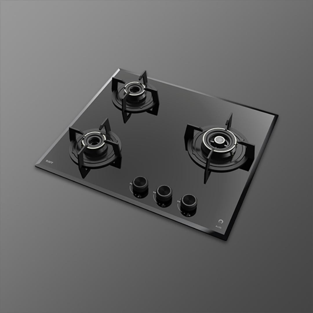 Kaff 60 cm Wall Mounted Chimney Filterless Series MAINZ DHC 60 + Kaff 60 cm 3 Burner Hob Alton ALNF 603