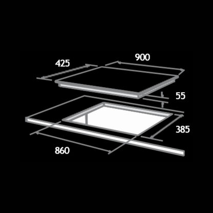 Elica 90 cm 3 Burner Hob Direct Flame Series DFS FB MFC 3B 90 DX FFD