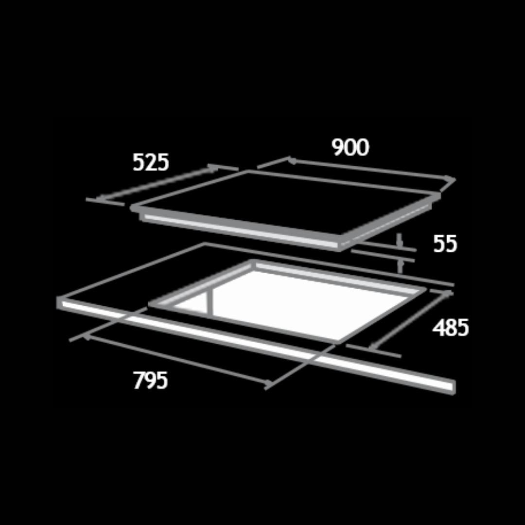 Elica 90 cm 4 Burner Hob Direct Flame Series FLEXI DFS FB MFC 4B 91 DX