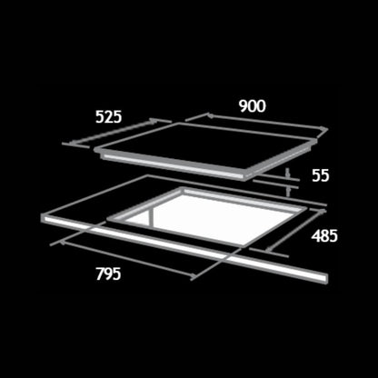 Elica 90 cm Wall Mounted Chimney Ismart Series ISMART SPOT FL HAC 90 LTW NERO + Elica 90 cm 4 Burner Hob Direct Flame Series DFS FB MFC 4B 91 DX