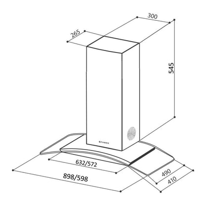 Faber 60 cm Wall Mounted Chimney 3D Hood Series FEEL PLUS 3D T2S2 BK TC LTW 60