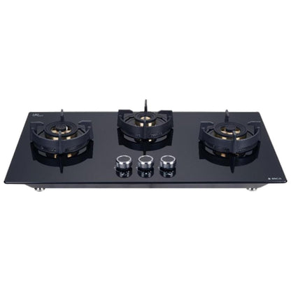 Elica 75 cm Wall Mounted Chimney EFL 3V 751 BLDC HAC LTW MS NERO + Elica 75 cm 3 Burner Hob Direct Flame Series FLEXI DFS FB 3B 75 DX