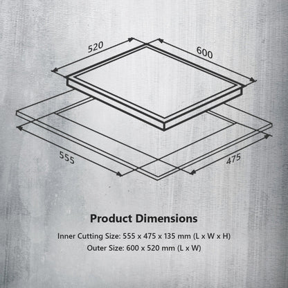 Kaff 60 cm Wall Mounted Chimney ASHPRO 60 DC - BLDC + Kaff 60 cm 4 Burner Hob Infra INF 604