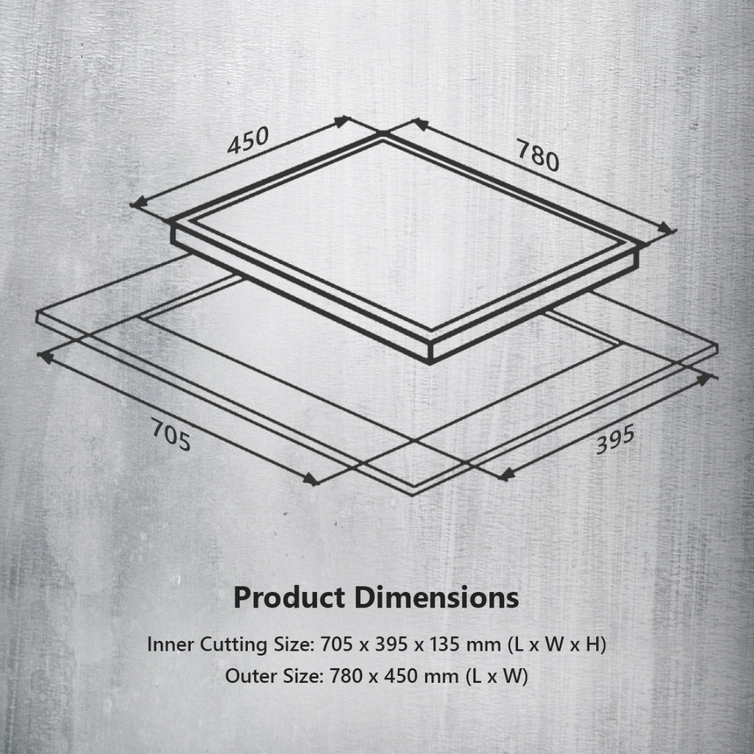 Kaff 78 cm 3 Burner Hob Infra INF 783