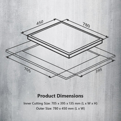 Kaff 78 cm 3 Burner Hob Infra INF 783