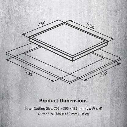 Kaff 75 cm Wall Mounted Chimney ALBURY 75 DC - BLDC + Kaff 78 cm 3 Burner Hob Infra INF 783