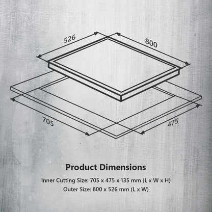 Kaff 75 cm Wall Mounted Chimney ALBURY 75 DC - BLDC + Kaff 80 cm 4 Burner Hob Infra INF 804