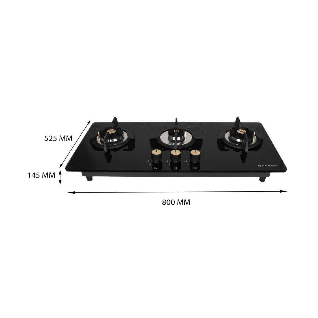 Faber 80 cm 3 Burner Hob Maxus Series MAXUS HT 803 CRS BR CI AI