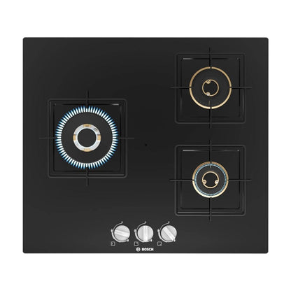 Bosch Built In Oven HBF011BA1I + Bosch Built-In Microwave Series 6 BEL553MB0I + Bosch 60 cm Wall Mounted Chimney DWB68IJ60I + Bosch 60 cm 3 Burner Hob True Brass 2D PNC6B6F10I