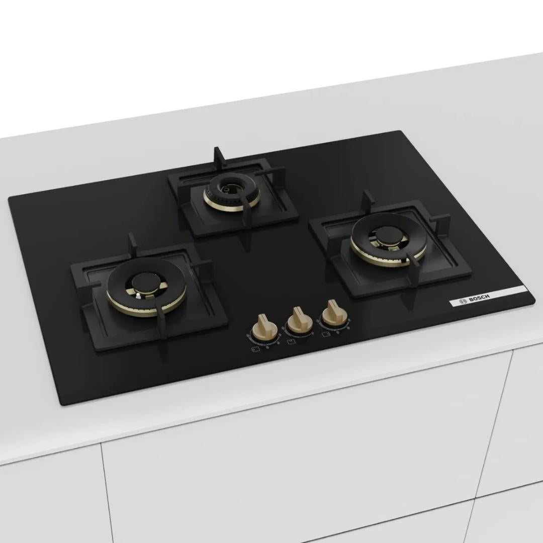 Bosch 75 cm 3 Burner Hob True Brass 3D PND7B6G20I