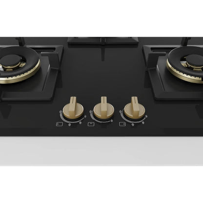 Bosch Built In Oven HBF532BA0I + Bosch Built-In Microwave Series 4 BEL553MS0I + Bosch 90 cm Wall Mounted Chimney Self Clean Series DWKA98G60I + Bosch 75 cm 3 Burner Hob True Brass 3D PND7B6G20I