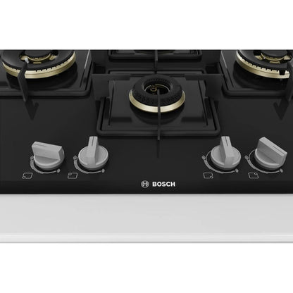 Bosch 90 cm Wall Mounted Chimney DWK98IJ60I + Bosch 75 cm 4 Burner Hob True Brass 2D PNI7B6F10I