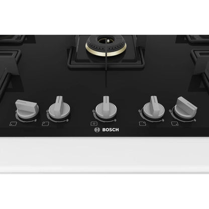 Bosch 90 cm Wall Mounted Chimney DWB98IJ60I + Bosch 90 cm 5 Burner Hob True Brass 2D PNV9B6F10I