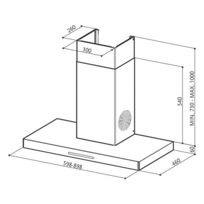 Faber 90 cm Wall Mounted Chimney 3D Hood Series STILUX 3D T2S2 BK TC LTW 90