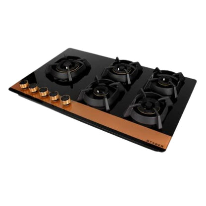 Faber 90 cm Wall Mounted Chimney Gen-I Series COMET BLDC FL HC BK 90 + Faber 90 cm 5 Burner Hob Utopia Series UTOPIA HT 905 BR CI