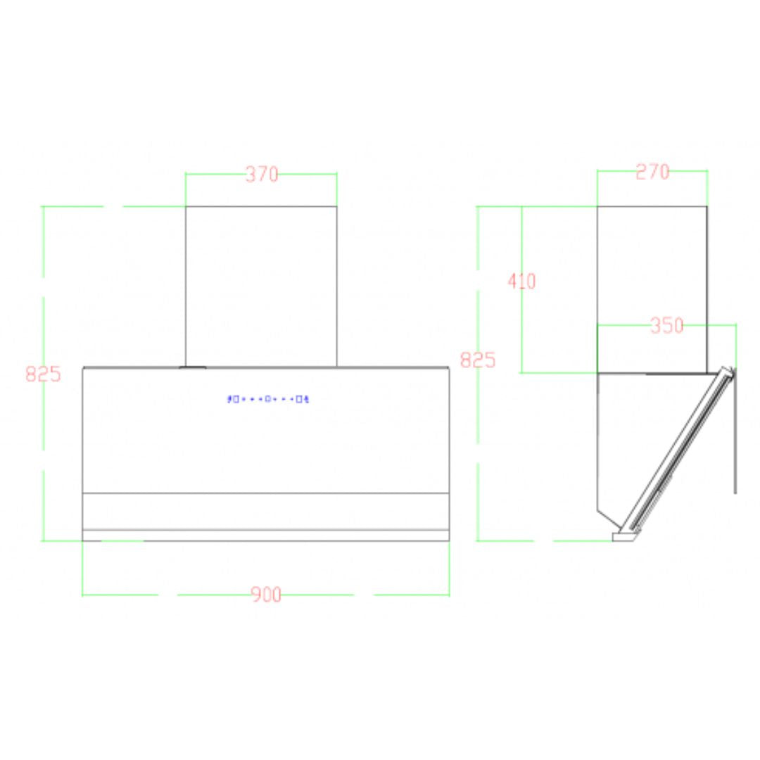 Faber 90 cm Wall Mounted Chimney Filterless Series ZENITH FL SC AC BK 90
