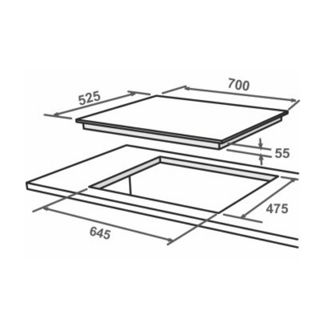 Elica 70 cm 4 Burner Hob Pro FB Series PRO FB MFC 4B 70 DX
