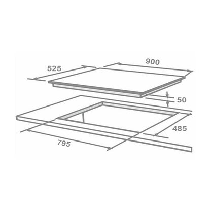 Elica 90 cm 4 Burner Hob Pro FB Series PRO FB MFC 4B 91 DX