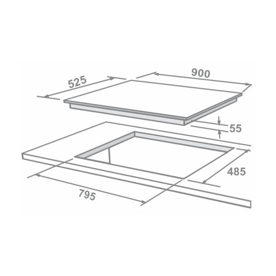 Elica 90 cm 5 Burner Hob Pro FB Series PRO FB MFC 5B 90 MT FFD