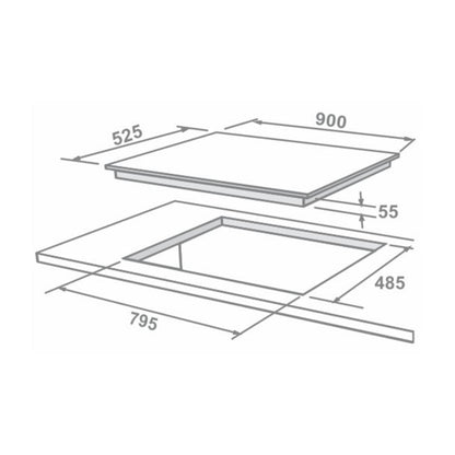 Elica 90 cm 5 Burner Hob Pro FB Series PRO FB MFC 5B 90 MT FFD