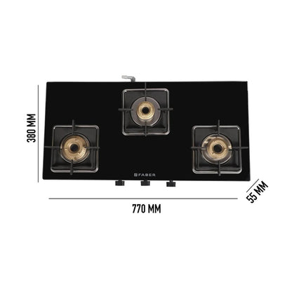 Faber 77 cm 3 Burner Cooktop REMO 3BB BK