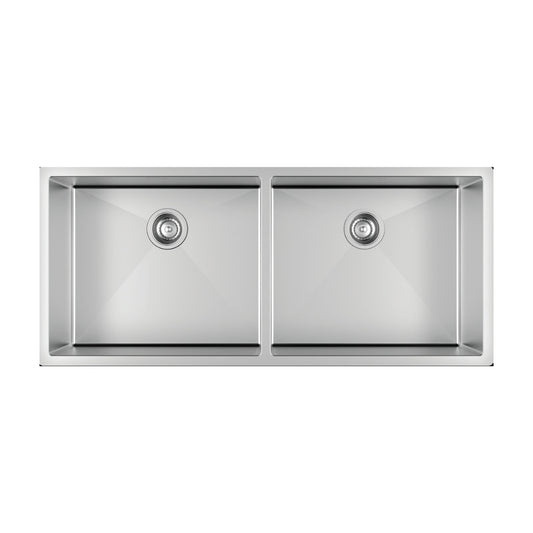 Hafele Stainless Steel Sink Argento DOUBLE BOWL SAPPHIRE R4520 ( 45 x 20 inches ) - Satin