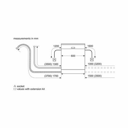 Siemens Free Standing Dishwasher iQ500 Series SN256I01GI with 13 Place Settings