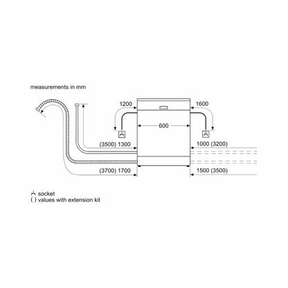 Siemens Free Standing Dishwasher iQ500 Series SN25HI00VI with 14 Place Settings