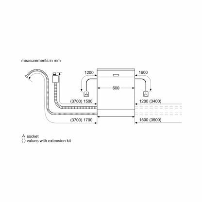 Siemens Semi Built in Dishwasher iQ700 Series SN57ZS00VI with 15 Place Settings