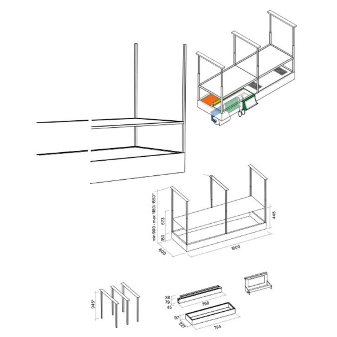 Falmec 180 cm Island Chimney Spazio Fresh Series SPAZIO 180