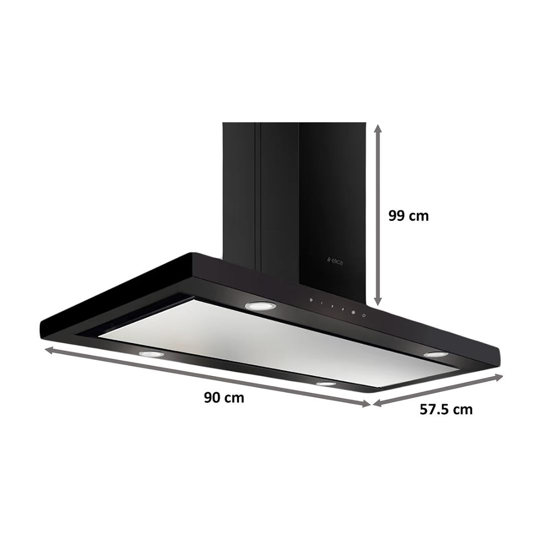 Elica 90 cm Island Chimney EDS Deep Silence Series SPOT H4 ISLAND EDS PLUS HE LTW 90 NERO T4V LED