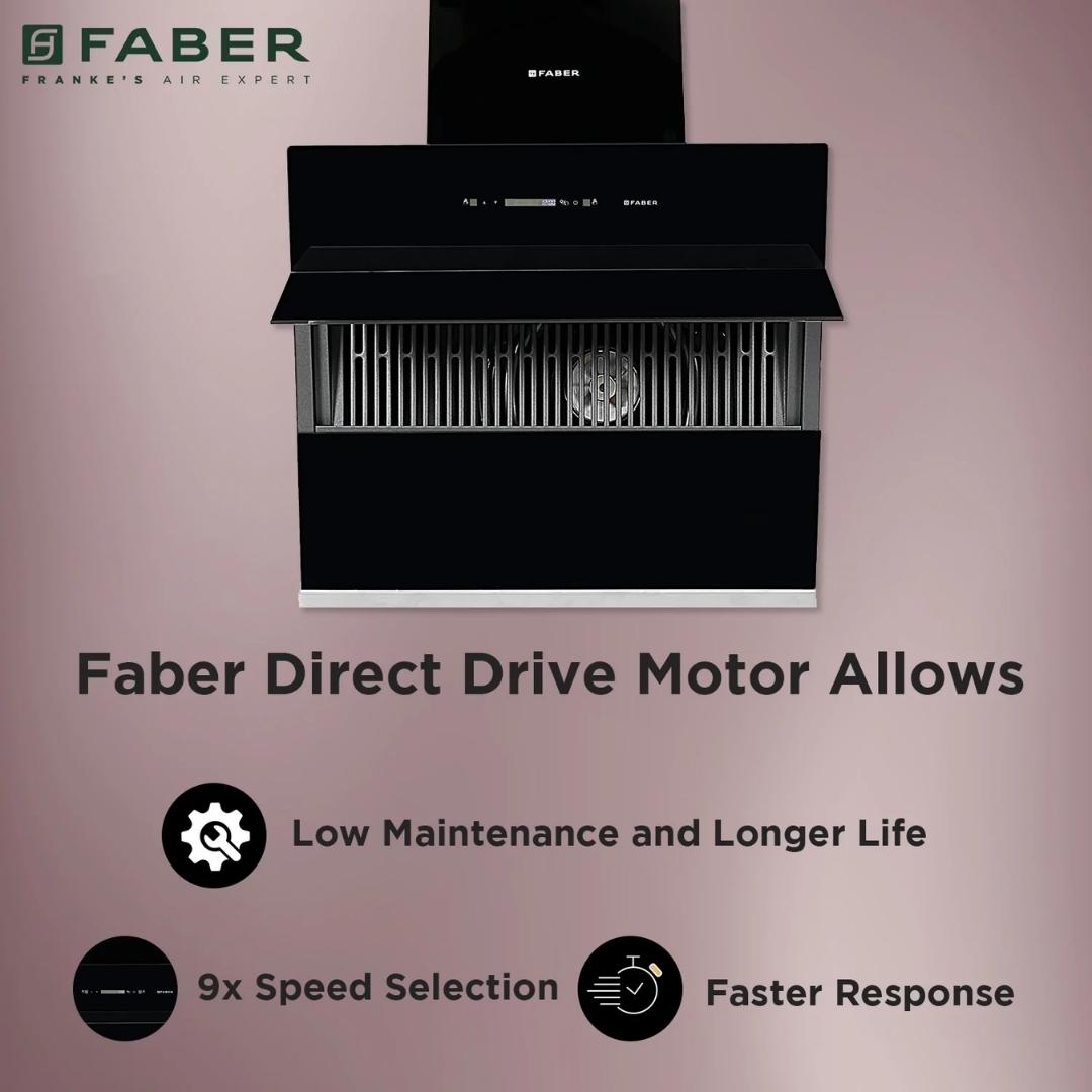Faber 60 cm Wall Mounted Chimney STORM DIRECT DRIVE FL SC AC BK 60