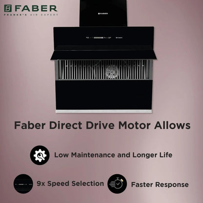 Faber 60 cm Wall Mounted Chimney STORM DIRECT DRIVE FL SC AC BK 60