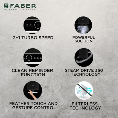 Faber 90 cm Wall Mounted Chimney THUNDER BOLT FL SW SC BK 90