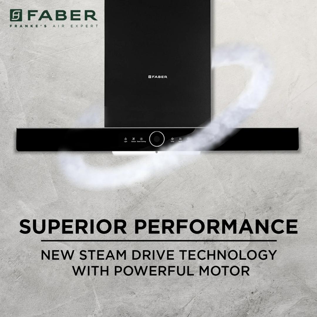 Faber 90 cm Wall Mounted Chimney THUNDER BOLT FL SW SC BK 90