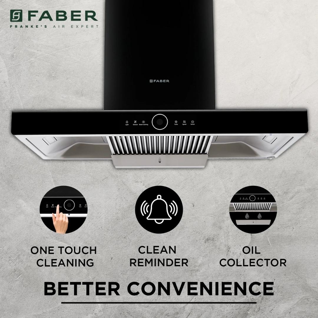 Faber 90 cm Wall Mounted Chimney THUNDER BOLT FL SW SC BK 90