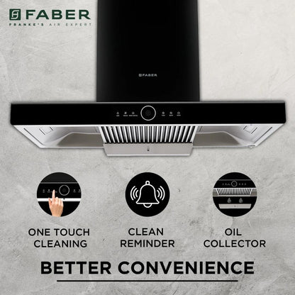 Faber 90 cm Wall Mounted Chimney THUNDER BOLT FL SW SC BK 90