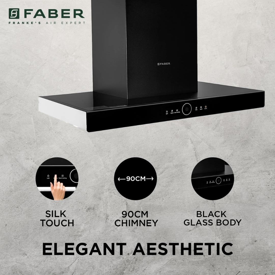 Faber 90 cm Wall Mounted Chimney THUNDER BOLT FL SW SC BK 90