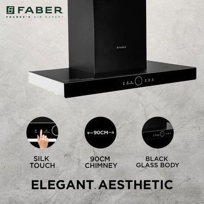 Faber 90 cm Wall Mounted Chimney THUNDER BOLT FL SW SC BK 90