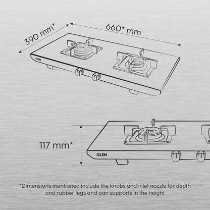 Glen 66 cm 2 Burner Cooktop Ultra Tuff Series ULTRA TUFF 1052 UT SS